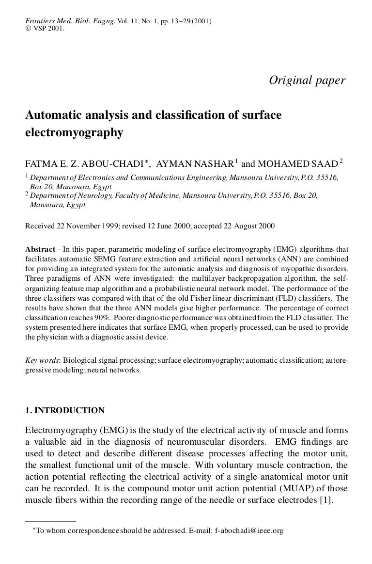 Biological Signals Classification and Analysis